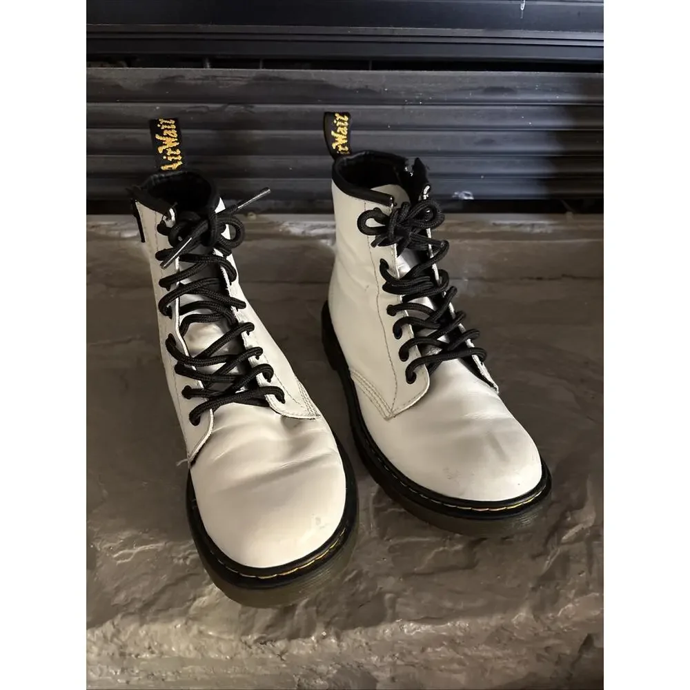 Dr. Martens Dr Quad Jadon Women's White Leather Platform Lace Up Boots 3 UK 5 US